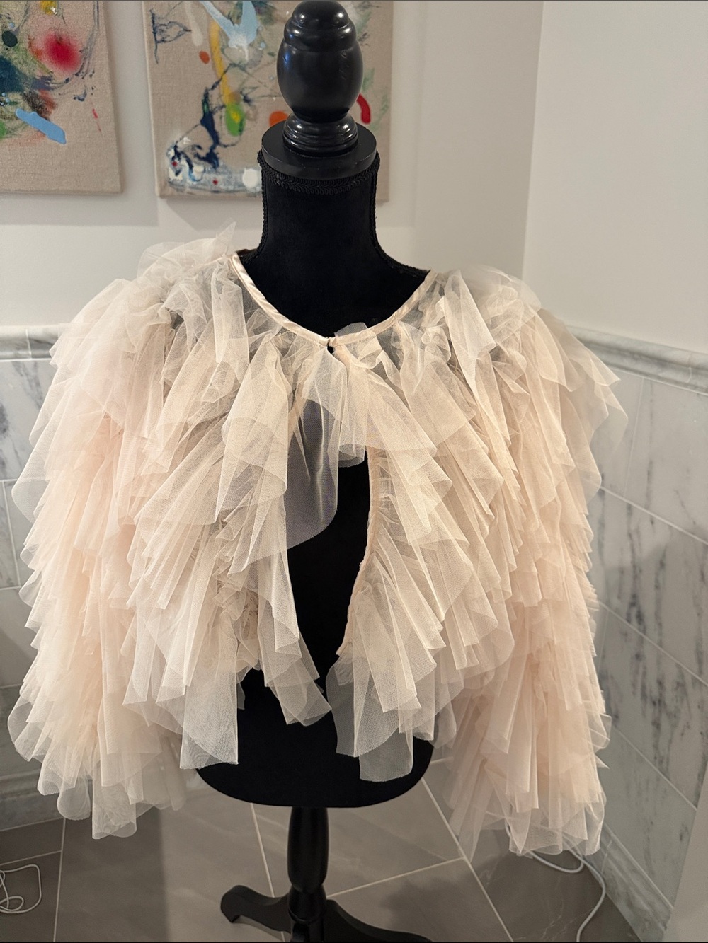 Altar'd State Blush Layered Tulle Cape